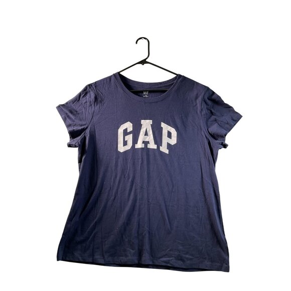 GAP Shirt Mens 2XL Navy Blue Spell Out Logo Short Sleeve Casual Tee XXL Cotton - Picture 1 of 5